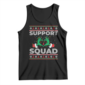 Support Squad HIV Awareness Gift Tank Top Green Hand Red Ribbon Ugly Sweater Christmas Gift TS12 Black Print Your Wear