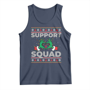 Support Squad HIV Awareness Gift Tank Top Green Hand Red Ribbon Ugly Sweater Christmas Gift TS12 Navy Print Your Wear