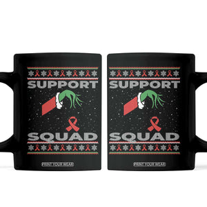 Funny Green Hand Red Ribbon HIV Awareness Coffee Mug Support Squad Ugly Sweater Gift TS12 Black Print Your Wear