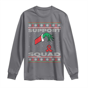 Funny Green Hand Red Ribbon HIV Awareness Long Sleeve Shirt Support Squad Ugly Sweater Gift TS12 Charcoal Print Your Wear