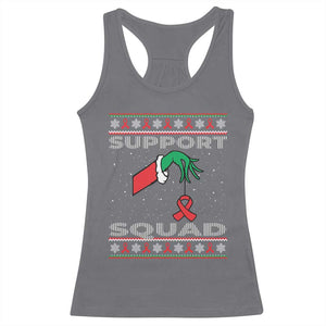 Funny Green Hand Red Ribbon HIV Awareness Racerback Tank Top Support Squad Ugly Sweater Gift TS12 Charcoal Print Your Wear