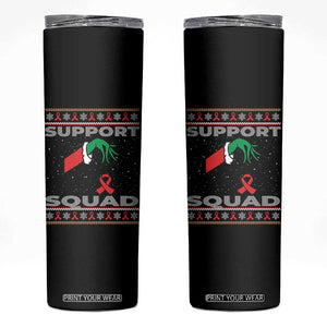 Funny Green Hand Red Ribbon HIV Awareness Skinny Tumbler Support Squad Ugly Sweater Gift TS12 Black Print Your Wear