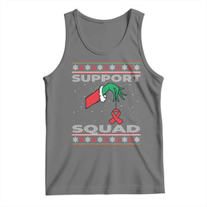 Funny Green Hand Red Ribbon HIV Awareness Tank Top Support Squad Ugly Sweater Gift TS12 Black Heather Print Your Wear