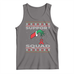 Funny Green Hand Red Ribbon HIV Awareness Tank Top Support Squad Ugly Sweater Gift TS12 Deep Heather Print Your Wear