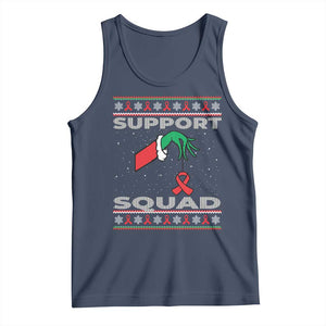 Funny Green Hand Red Ribbon HIV Awareness Tank Top Support Squad Ugly Sweater Gift TS12 Navy Print Your Wear