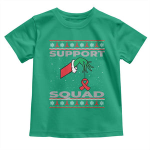 Funny Green Hand Red Ribbon HIV Awareness Toddler T Shirt Support Squad Ugly Sweater Gift TS12 Irish Green Print Your Wear