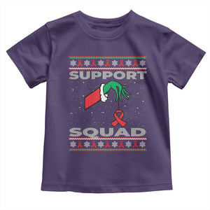 Funny Green Hand Red Ribbon HIV Awareness Toddler T Shirt Support Squad Ugly Sweater Gift TS12 Purple Print Your Wear