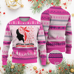 We Fight Together Support Squad Ugly Christmas Sweater HIV Awareness Dragonfly Gift TS12 Hot Pink Print Your Wear
