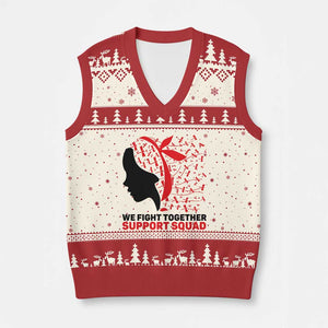 We Fight Together Support Squad V-Neck Knit Sweater Vest HIV Awareness Dragonfly Gift TS12 Beige Red Print Your Wear