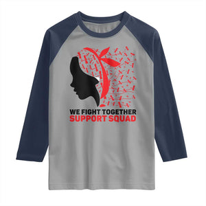 We Fight Together Support Squad Raglan Shirt HIV Awareness Dragonfly Gift TS12 Sport Gray Navy Print Your Wear