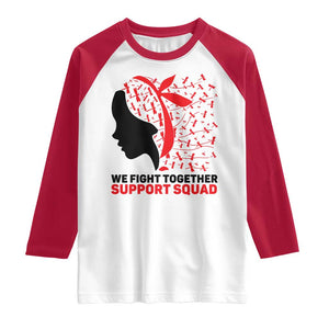 We Fight Together Support Squad Raglan Shirt HIV Awareness Dragonfly Gift TS12 White Red Print Your Wear