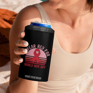 I Wear Red For World Aids Day 4 in 1 Can Cooler Tumbler HIV Awareness Gift TS12 Print Your Wear