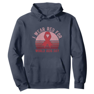 I Wear Red For World Aids Day Hoodie HIV Awareness Gift TS12 Navy Print Your Wear