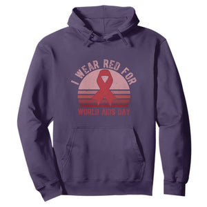 I Wear Red For World Aids Day Hoodie HIV Awareness Gift TS12 Purple Print Your Wear