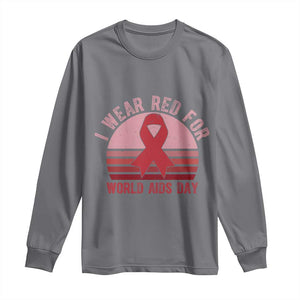 I Wear Red For World Aids Day Long Sleeve Shirt HIV Awareness Gift TS12 Charcoal Print Your Wear