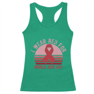 I Wear Red For World Aids Day Racerback Tank Top HIV Awareness Gift - Print Your Wear