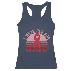 I Wear Red For World Aids Day Racerback Tank Top HIV Awareness Gift TS12 Navy Print Your Wear