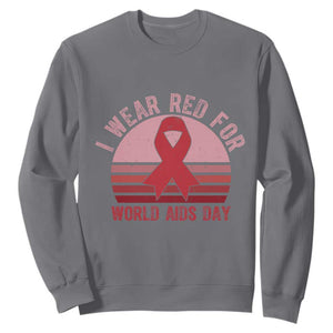 I Wear Red For World Aids Day Sweatshirt HIV Awareness Gift TS12 Charcoal Print Your Wear