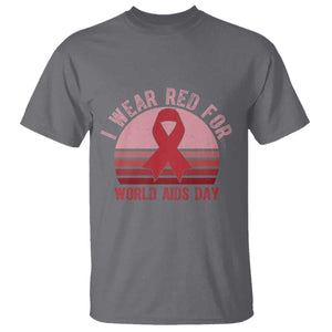 I Wear Red For World Aids Day T Shirt HIV Awareness Gift TS12 Charcoal Print Your Wear