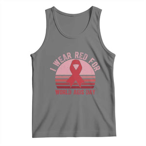 I Wear Red For World Aids Day Tank Top HIV Awareness Gift TS12 Black Heather Print Your Wear