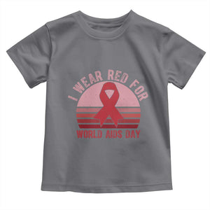 I Wear Red For World Aids Day Toddler T Shirt HIV Awareness Gift TS12 Charcoal Print Your Wear