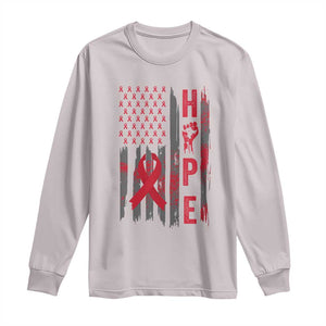 American Flag Hope HIV Awareness Long Sleeve Shirt World AIDS Day Gift TS12 Ice Gray Print Your Wear