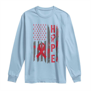 American Flag Hope HIV Awareness Long Sleeve Shirt World AIDS Day Gift TS12 Light Blue Print Your Wear