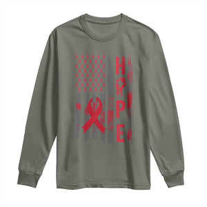 American Flag Hope HIV Awareness Long Sleeve Shirt World AIDS Day Gift TS12 Military Green Print Your Wear