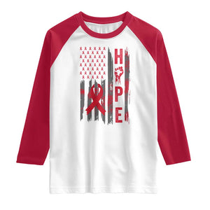 American Flag Hope HIV Awareness Raglan Shirt World AIDS Day Gift TS12 White Red Print Your Wear