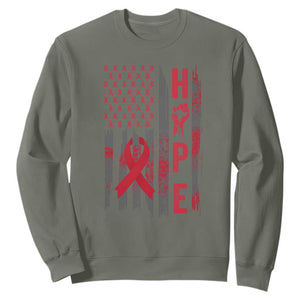 American Flag Hope HIV Awareness Sweatshirt World AIDS Day Gift TS12 Military Green Print Your Wear