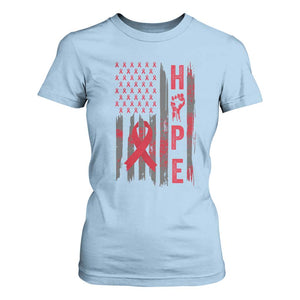 American Flag Hope HIV Awareness T Shirt For Women World AIDS Day Gift TS12 Light Blue Print Your Wear