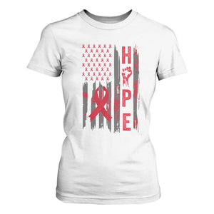 American Flag Hope HIV Awareness T Shirt For Women World AIDS Day Gift TS12 White Print Your Wear