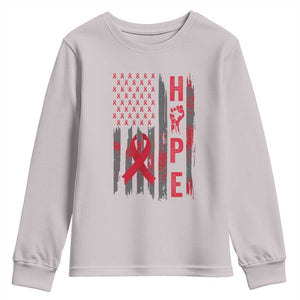American Flag Hope HIV Awareness Youth Sweatshirt World AIDS Day Gift TS12 Ice Gray Print Your Wear
