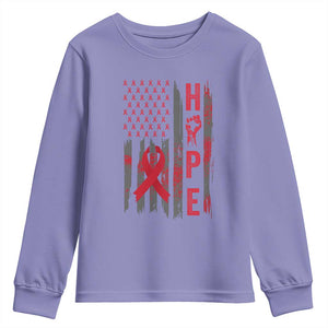 American Flag Hope HIV Awareness Youth Sweatshirt World AIDS Day Gift TS12 Violet Print Your Wear