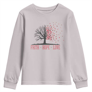 World AIDS Day Awareness Gift Youth Sweatshirt Faith Hope Love TS12 Ice Gray Print Your Wear