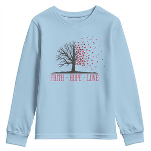 World AIDS Day Awareness Gift Youth Sweatshirt Faith Hope Love TS12 Light Blue Print Your Wear