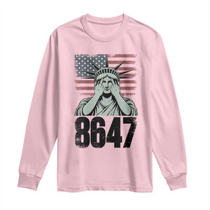 8647 Statue Of Liberty Long Sleeve Shirt Political Satire Protest Poster Graphic TS12 Light Pink Print Your Wear