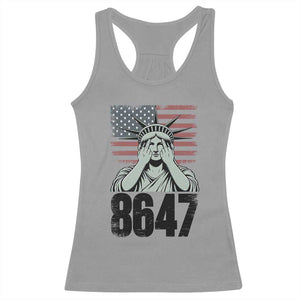 8647 Statue Of Liberty Racerback Tank Top Political Satire Protest Poster Graphic TS12 Sport Gray Print Your Wear