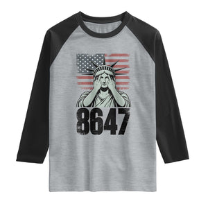 8647 Statue Of Liberty Raglan Shirt Political Satire Protest Poster Graphic TS12 Heather Gray Black Print Your Wear
