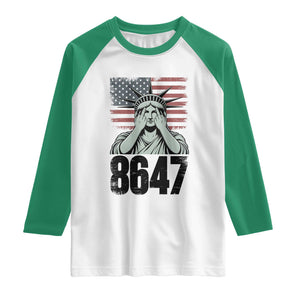 8647 Statue Of Liberty Raglan Shirt Political Satire Protest Poster Graphic TS12 White Kelly Green Print Your Wear