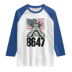 8647 Statue Of Liberty Raglan Shirt Political Satire Protest Poster Graphic TS12 White Royal Print Your Wear