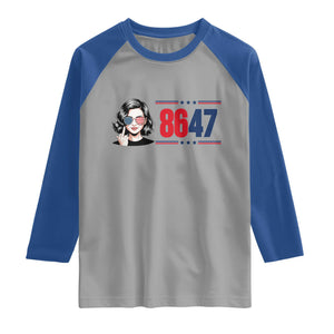 Political Activist 8647 Raglan Shirt Freedom Satire Protest Graphic TS12 Sport Gray Royal Print Your Wear