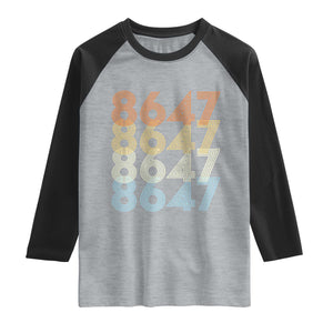 Retro Vintage 8647 Raglan Shirt Freedom Protest Stripe Graphic TS12 Heather Gray Black Print Your Wear
