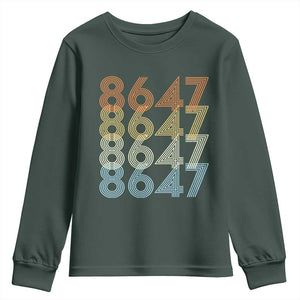 Retro Vintage 8647 Youth Sweatshirt Freedom Protest Stripe Graphic TS12 Dark Forest Green Print Your Wear