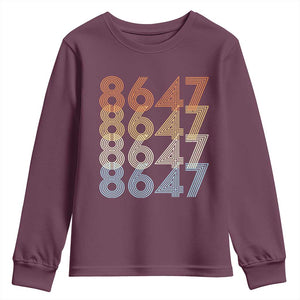 Retro Vintage 8647 Youth Sweatshirt Freedom Protest Stripe Graphic TS12 Maroon Print Your Wear