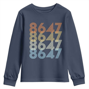 Retro Vintage 8647 Youth Sweatshirt Freedom Protest Stripe Graphic TS12 Navy Print Your Wear