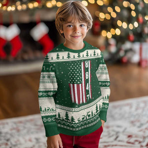 8647 Vintage US Flag Ugly Christmas Sweater Political Expression Apparel For Democrats TS12 Forest Green Beige Print Your Wear