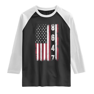 8647 Vintage US Flag Raglan Shirt Political Expression Apparel For Democrats TS12 Black White Print Your Wear