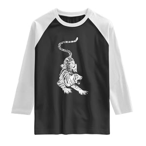 Fierce Anti Trump Tiger Graphic Raglan Shirt No Kings No Fascists 8647 TS12 Black White Print Your Wear