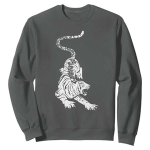 Fierce Anti Trump Tiger Graphic Sweatshirt No Kings No Fascists 8647 TS12 Dark Heather Print Your Wear